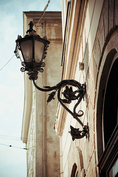 istock Old metal lantern on the street 497286852