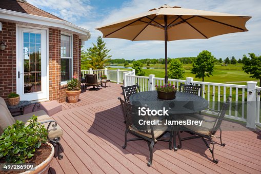 istock Amazing Home Patio Deck With View of Golf Course 497286909