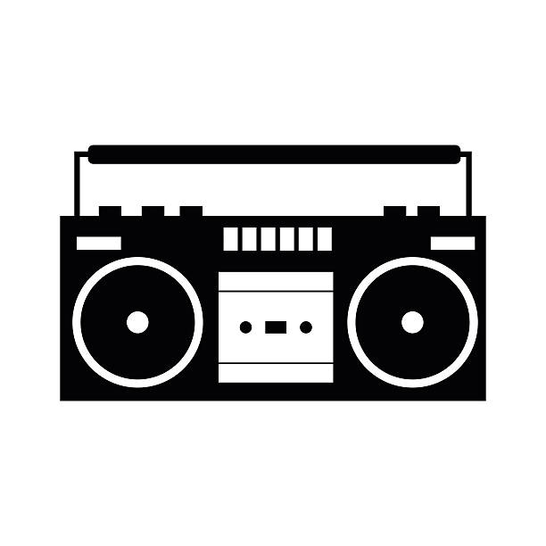 Boombox black simple icon Boombox black simple icon isolated on a white boom box stock illustrations