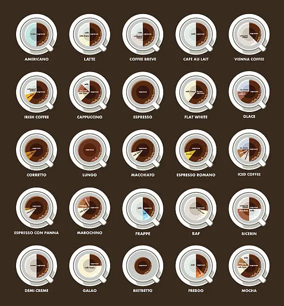 Vector illustration of Infographic with coffee types.