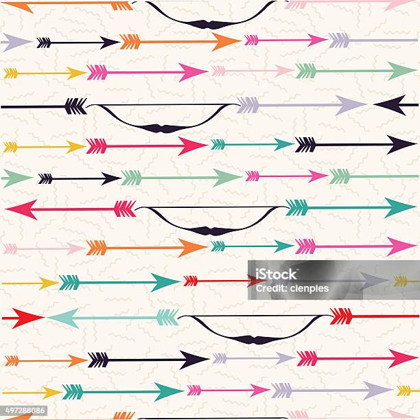 Bow And Arrow Indian Boho Seamless Pattern Hipster Stock Illustration - Download Image Now - 2015, Aiming, Ancient