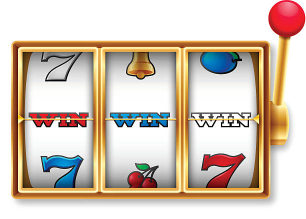 Slot Machine Winner Slot machine win jackpot screen isolated on white. EPS 10 file. Transparency effects used on highlight elements. jackpot winner stock illustrations