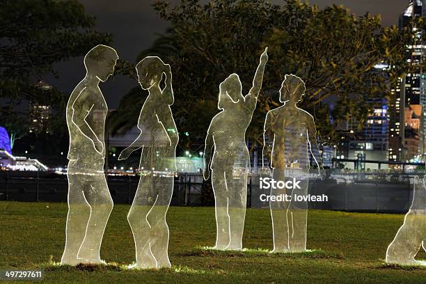 Sea Of People Display Vivid Sydney Stock Photo - Download Image Now - Acrylic Glass, Adult, Art