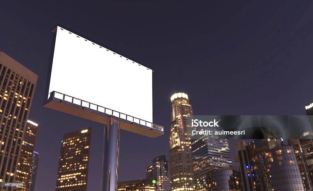 billboard in night city illustration of billboard in twilight with night city Advertisement Stock Photo
