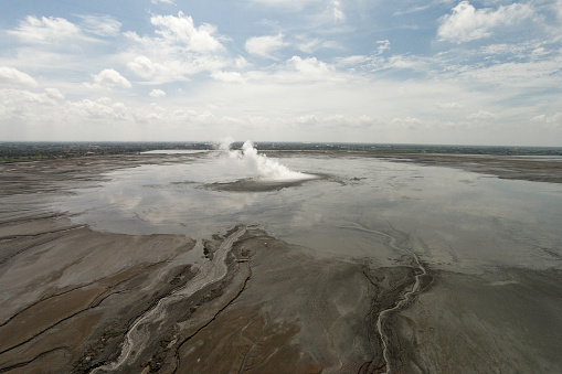 The Sidoarjo Mudflow, is the biggest mudvolcano in the world. It has been in continuous eruption since 2006. 