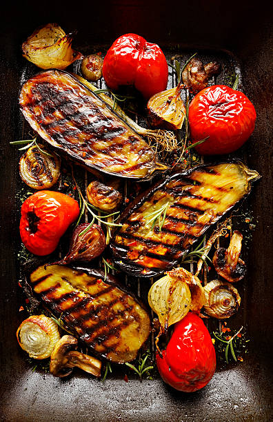istock Grilled vegetables: eggplant, peppers, onions, mushrooms 497306864