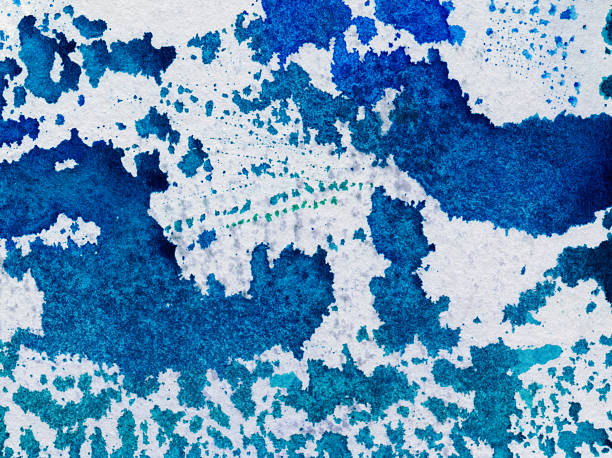istock Blue hues of paint with texture on paper 497310060