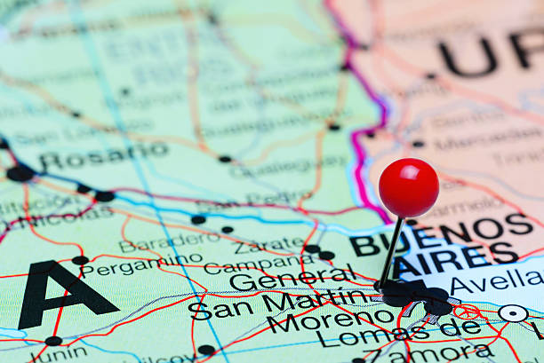 istock San Martin pinned on a map of Argentina 497310454