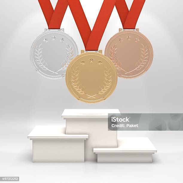 Medals And Podium Stock Photo - Download Image Now - 2015, Above, Achievement