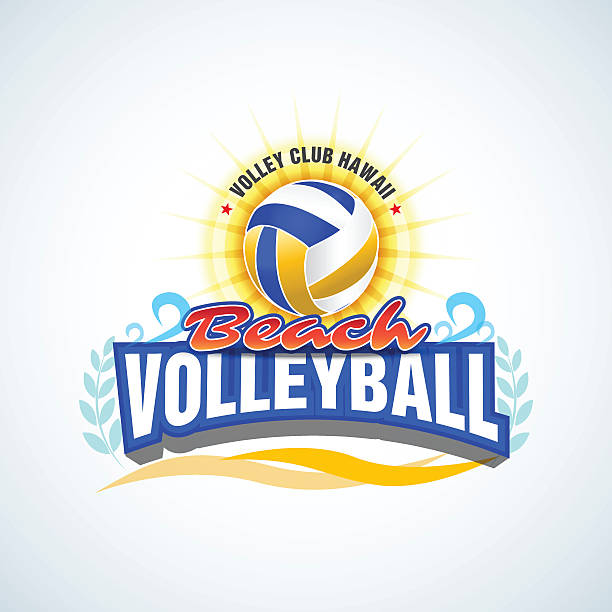 пляжный волейбол чемпионат этикетки, баннеры, эмблемы, одежда, футболки с логотипом. - volleyball sport volleying silhouette stock illustrations