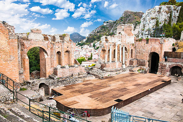 Antique amphitheater Teatro Greco in Taormina, Sicily
