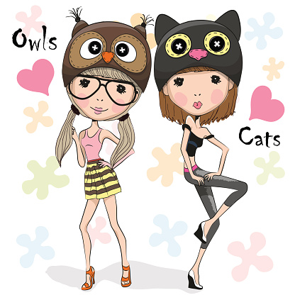 Two Cute Girls Stock Illustration - Download Image Now - 2015, Abstract,  Adult - iStock