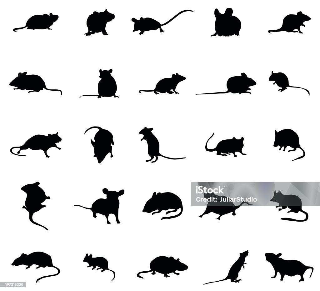 Ensemble de silhouettes de la souris - clipart vectoriel de Rat libre de droits
