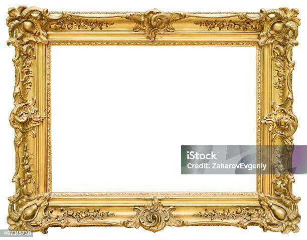 Gold Vintage Rahmen Isoliert Auf Weißem Hintergrund Stockfoto und mehr Bilder von Bilderrahmen