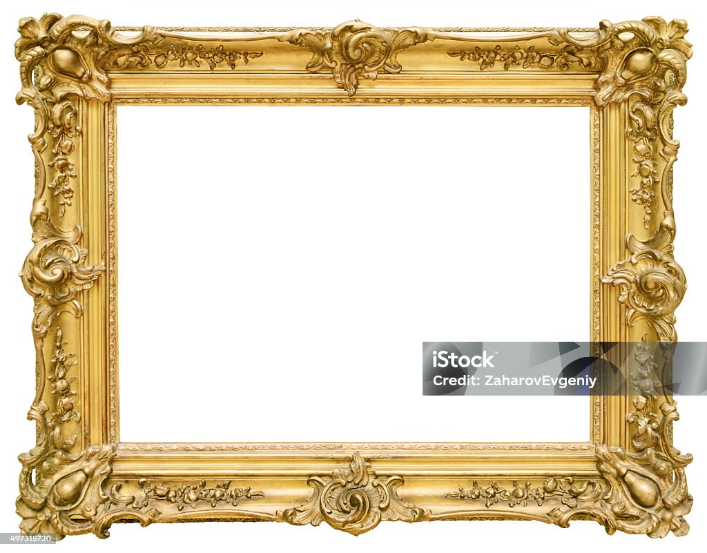Marco oro vintage aislado sobre fondo blanco - Foto de stock de Marco libre de derechos