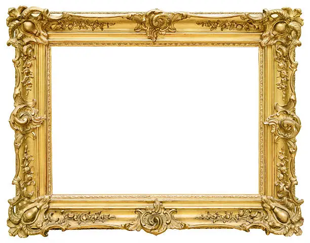 Photo of Gold vintage frame isolated on white background