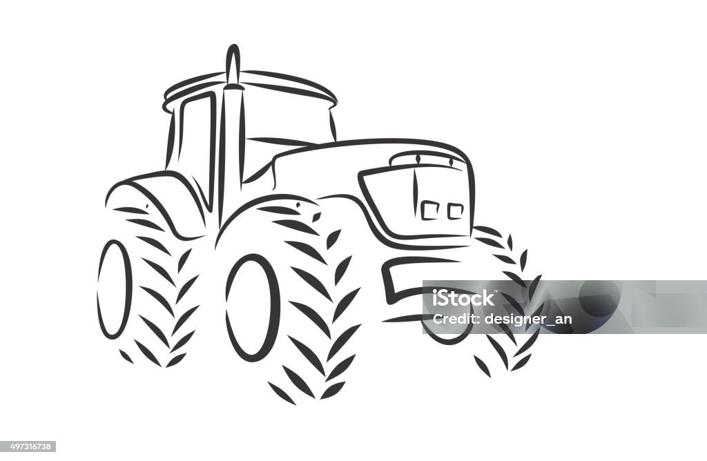 Tractor. Sketch of a heavy tractor. Auto Repair Shop stock illustration