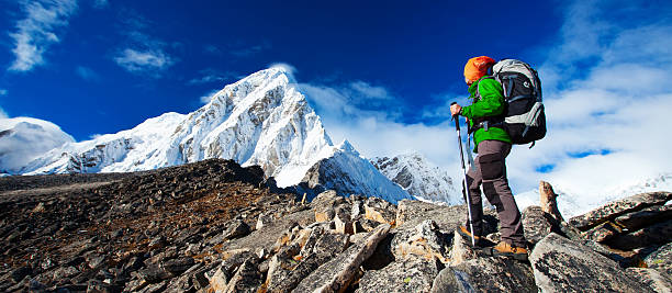 istock Hiking in Khumbu walley in Himalayas mountains 497316838