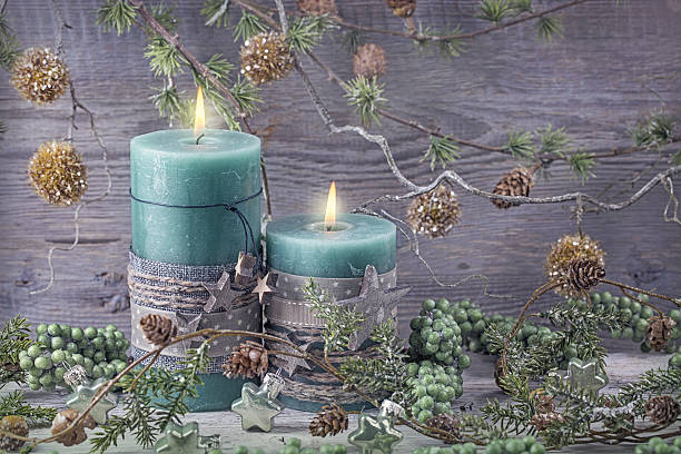 istock Green christmas candles 497317060