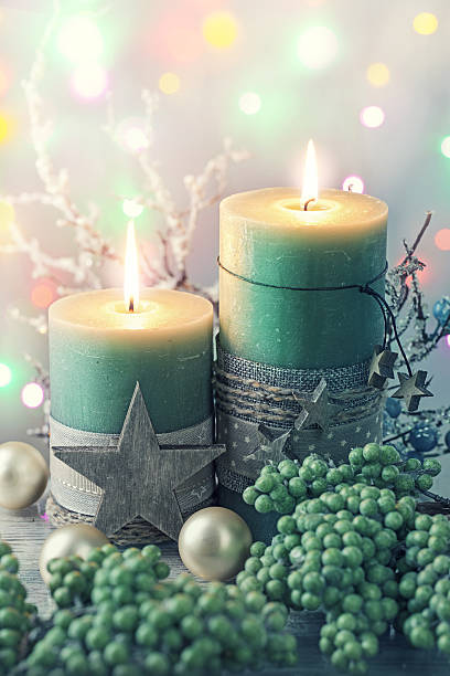istock Green christmas candles 497317450