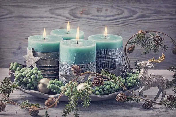 Four green christmas candle for advent