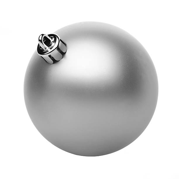 istock Silver christmas ball isolated on white background 497318032
