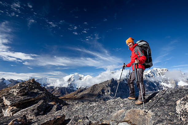 istock Hiker posing at camera on the trek in Himalayas, Nepal 497318544