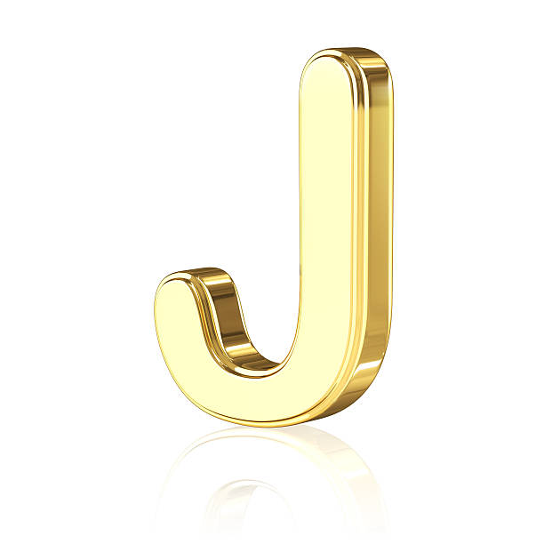 ゴールドレター j - letter j alphabet metal three dimensional shape ストックフォトと画像