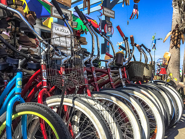 Beach Bikes All in a Row stock photo