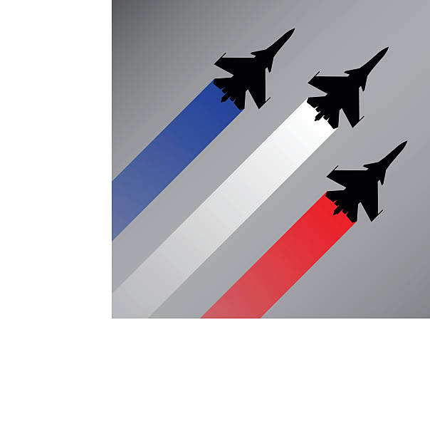 myśliwców. z banderą francji wektor - armed forces airshow fighter plane airplane stock illustrations