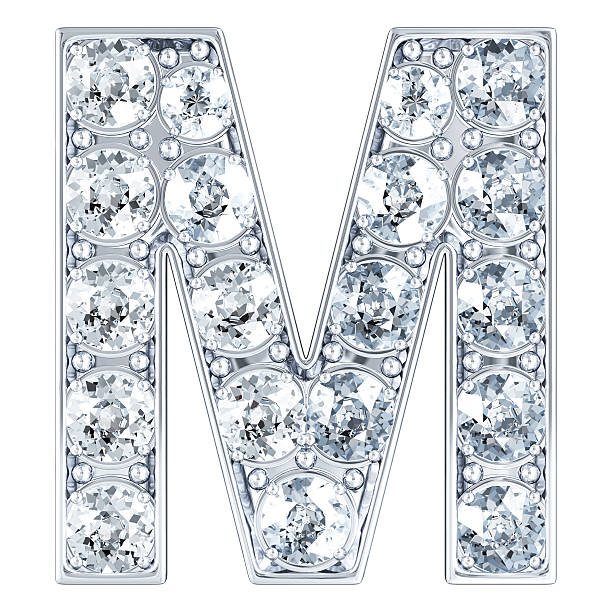 알파벳 m, 다이아몬드 - letter m alphabet three dimensional shape metal 뉴스 사진 이미지