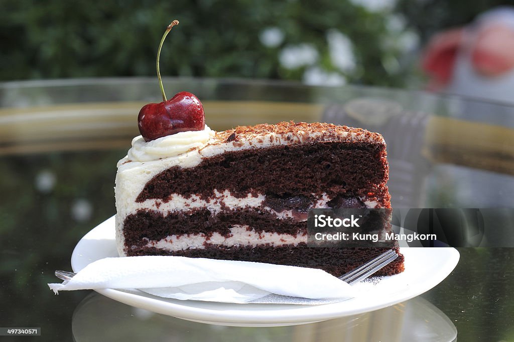 Black Forest Cake Black Forest Cake on the glass table Black Forest Cake Stock Photo