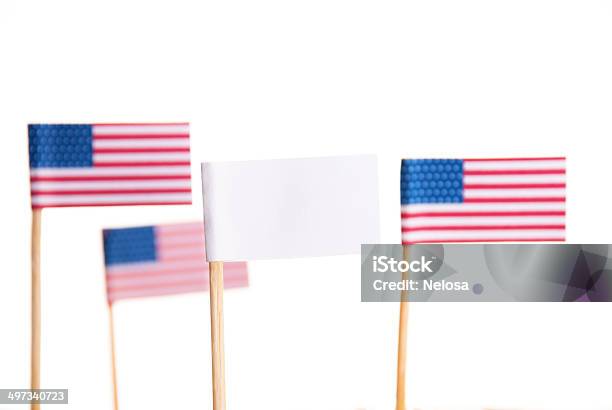 American Flags And A White Flag Stock Photo - Download Image Now - American Flag, Blue, Celebration