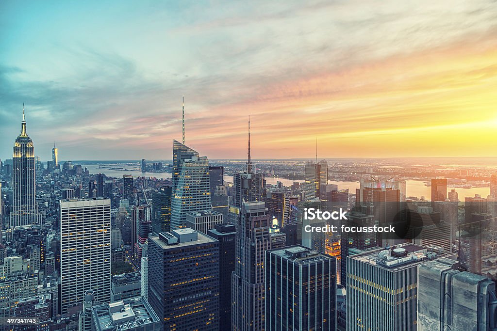 The Empire State building and manhattan panorama in NYC Times Square - Manhattan Stock Photo