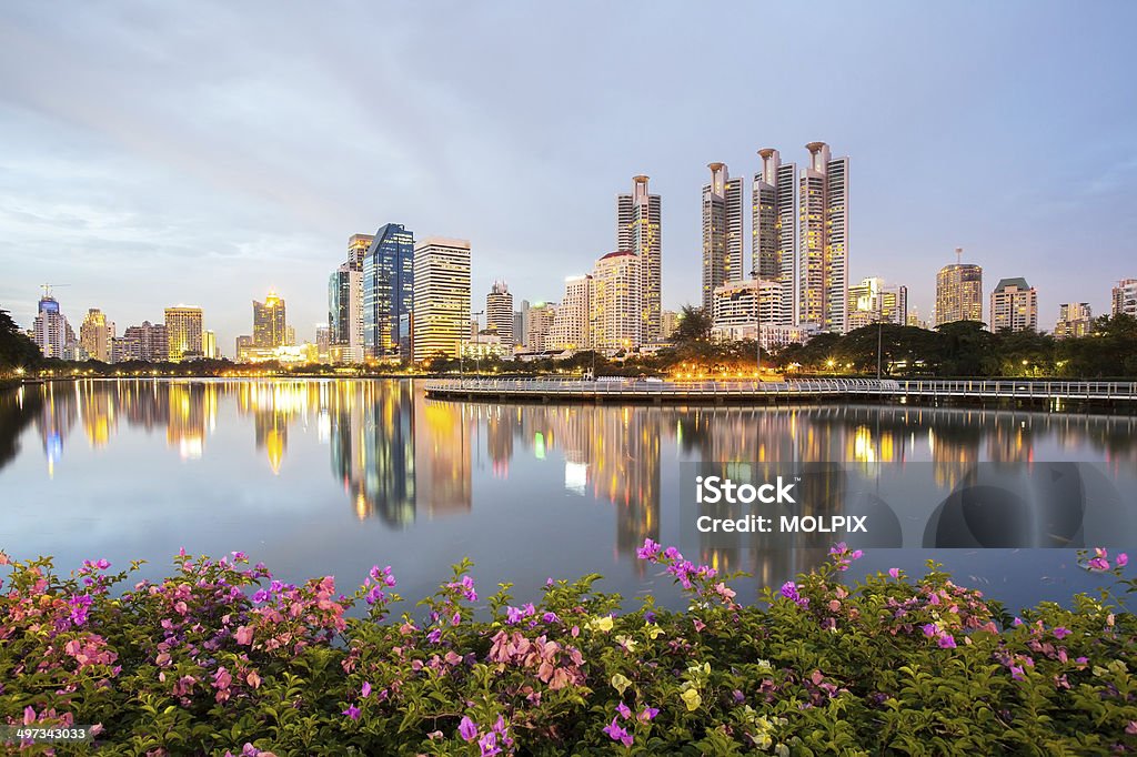 Bangkok Cityscape, Business district with Park in the City Bangkok Cityscape, Business district with Park in the City at dusk (Thailand) Architecture Stock Photo