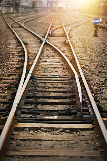 istock Railroad track in an industrial area 497343256