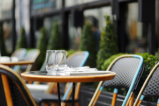 Stylish outdoor cafe in Paris, France