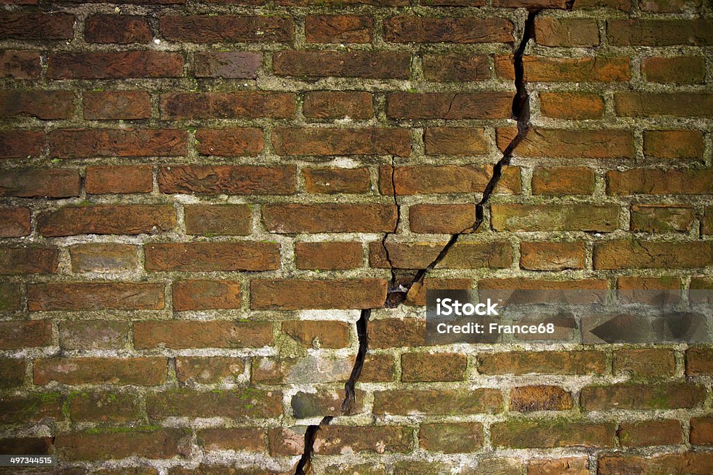 Cracked brick wall Cracked Stock Photo