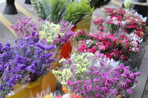 istock Fresh colorful flower market. 497345259