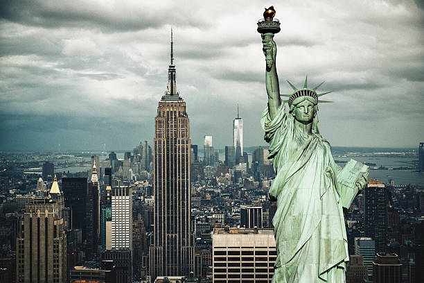 istock Statue of Liberty and New York city skyline 497345430