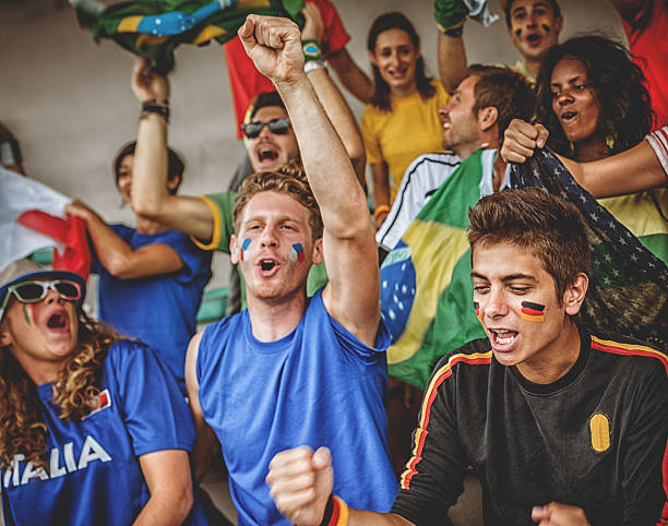istock International supporters at stadium 497346425