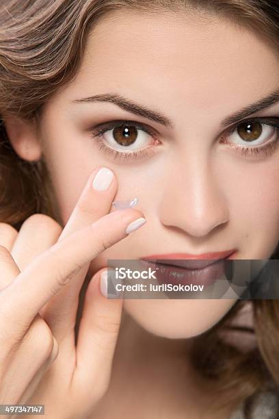 Contact Lens Stock Photo - Download Image Now - Adult, Beautiful People, Beautiful Woman
