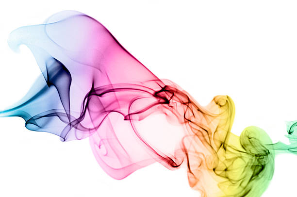 abstrakte fließenden rauch muster - rainbow smoke colors abstract stock-fotos und bilder