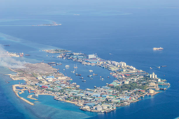 istock Bird eye view at the Indian Ocean, Maldives 497349190
