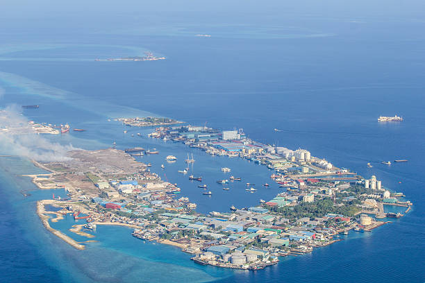 istock Bird eye view at the Indian Ocean, Maldives 497349192