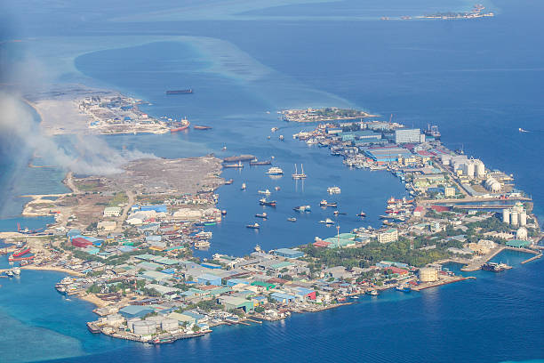 istock Bird eye view at the Indian Ocean, Maldives 497349208