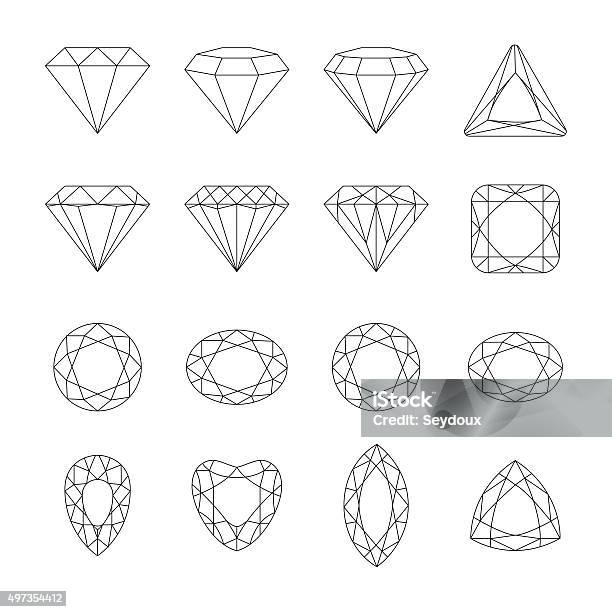 Diamondvektoricons Set Stock Vektor Art und mehr Bilder von Diamant - Diamant, Diamantförmig, Schmuckstein