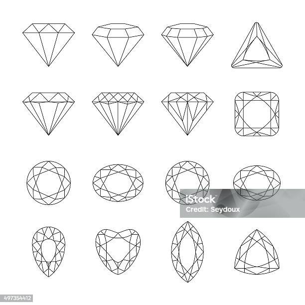 Diamond Vector Icons Set Stock Illustration - Download Image Now - Diamond - Gemstone, Diamond Shaped, Vector