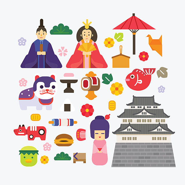 Collection Of Japan vector art illustration