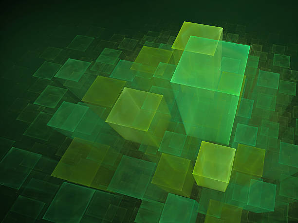 зеленый фон кубических - fractal technology abstract green stock illustrations